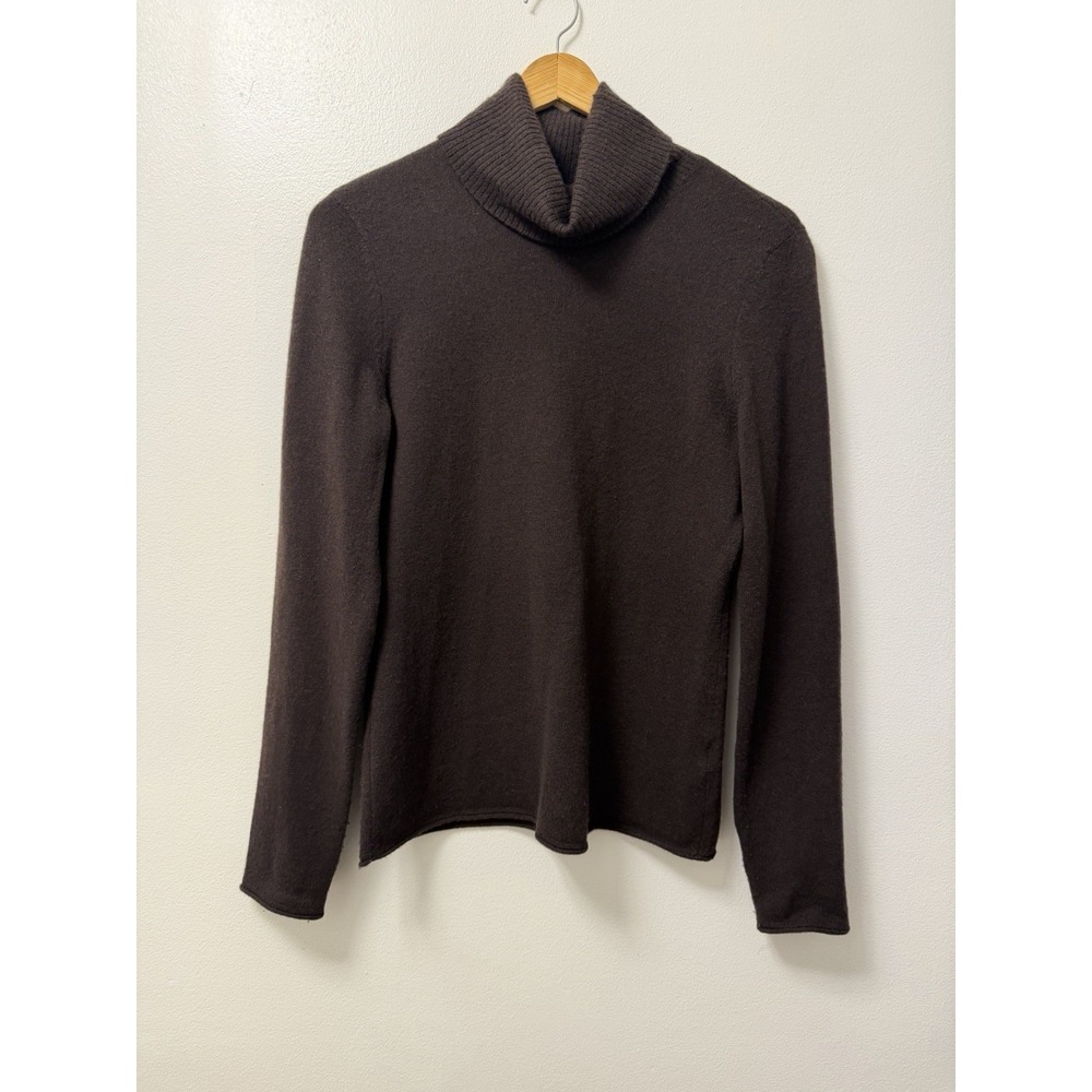 Saks Fifth Avenue Folio Collection Brown Cashmere Mock Neck Sweater Size Medium